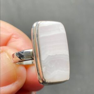 Pink Aragonite Ring Size 8 in Solid Sterling Silver 925